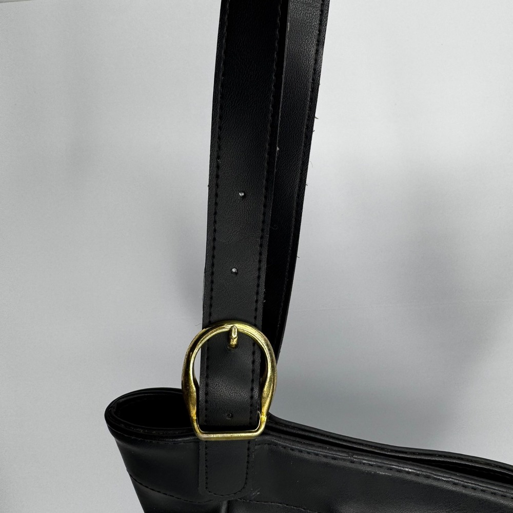 Coach‎ 308-9875 Black Leather Bucket Bag Purse Shoulder Bag Gold Hardware USA - Picture 6 of 9